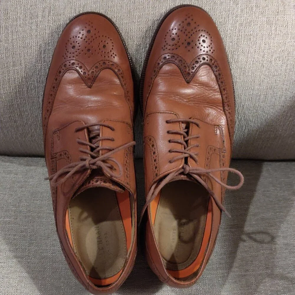 Cole Haan Grand 0's Leather Wing Tip Oxford Shoes Men's SIZE 9